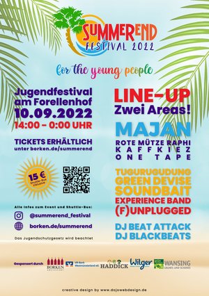 Am Samstag, 10. September 2022, findet das neue „SummerEnd Festival" zum ersten Mal in Borken statt. Es richtet sich vor allem an junge Personen. 