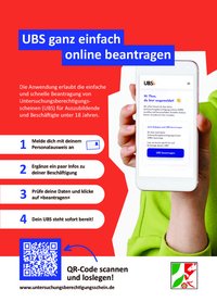 Flyer Untersuchungsberechtigungsschein online beantragen