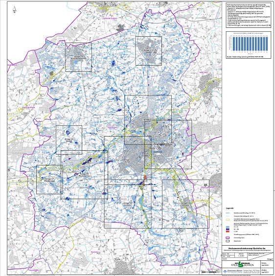 Am 8. September 2022 findet eine Bürgerinformationsveranstaltung zum Thema Starkregengefahrenkarte statt. Dabei geht es auch generell um das Thema Starkregen im Stadtgebiet Borken.