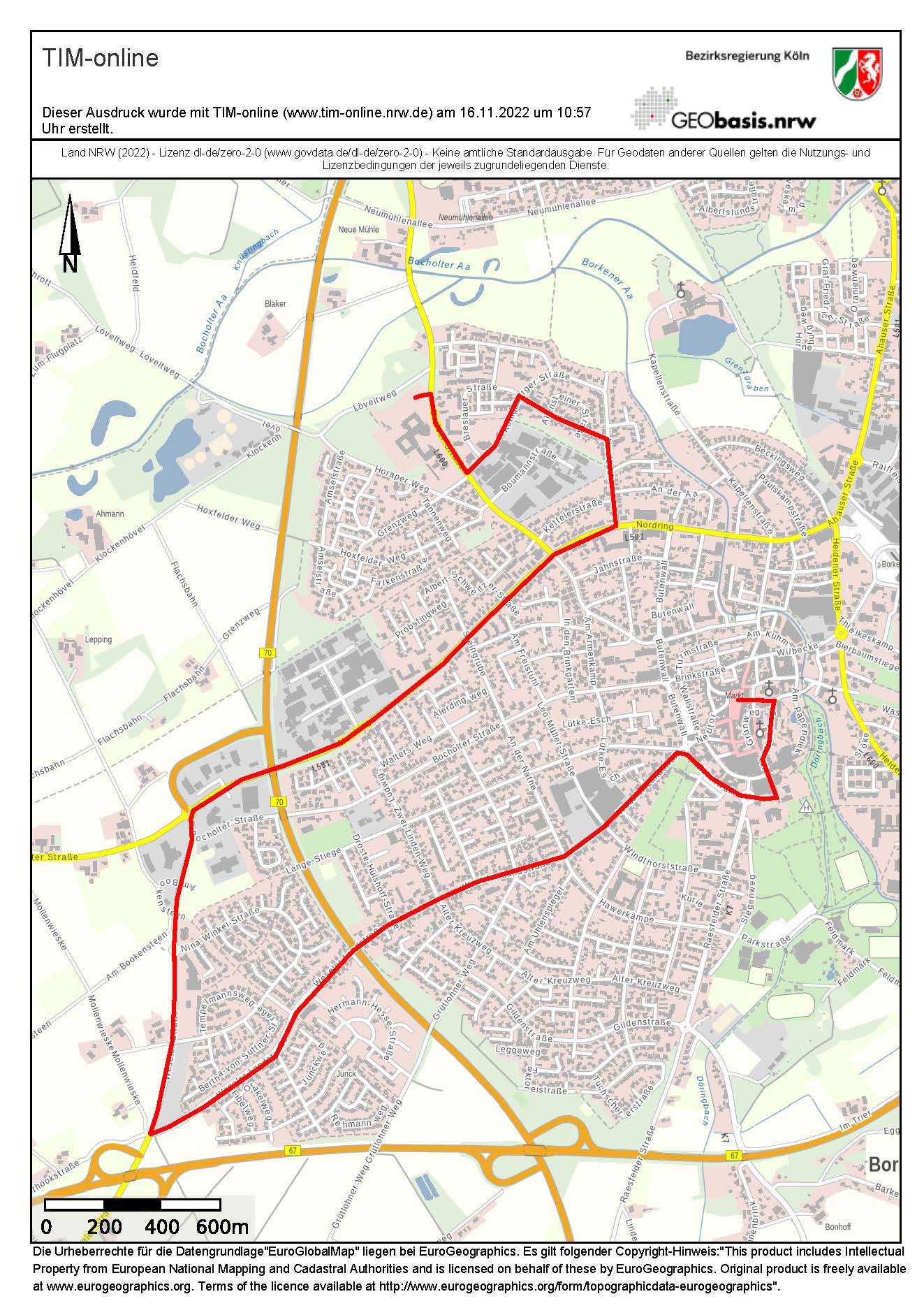 Die Route der „Lichterfahrt“ der Borkener Landwirtschaft.