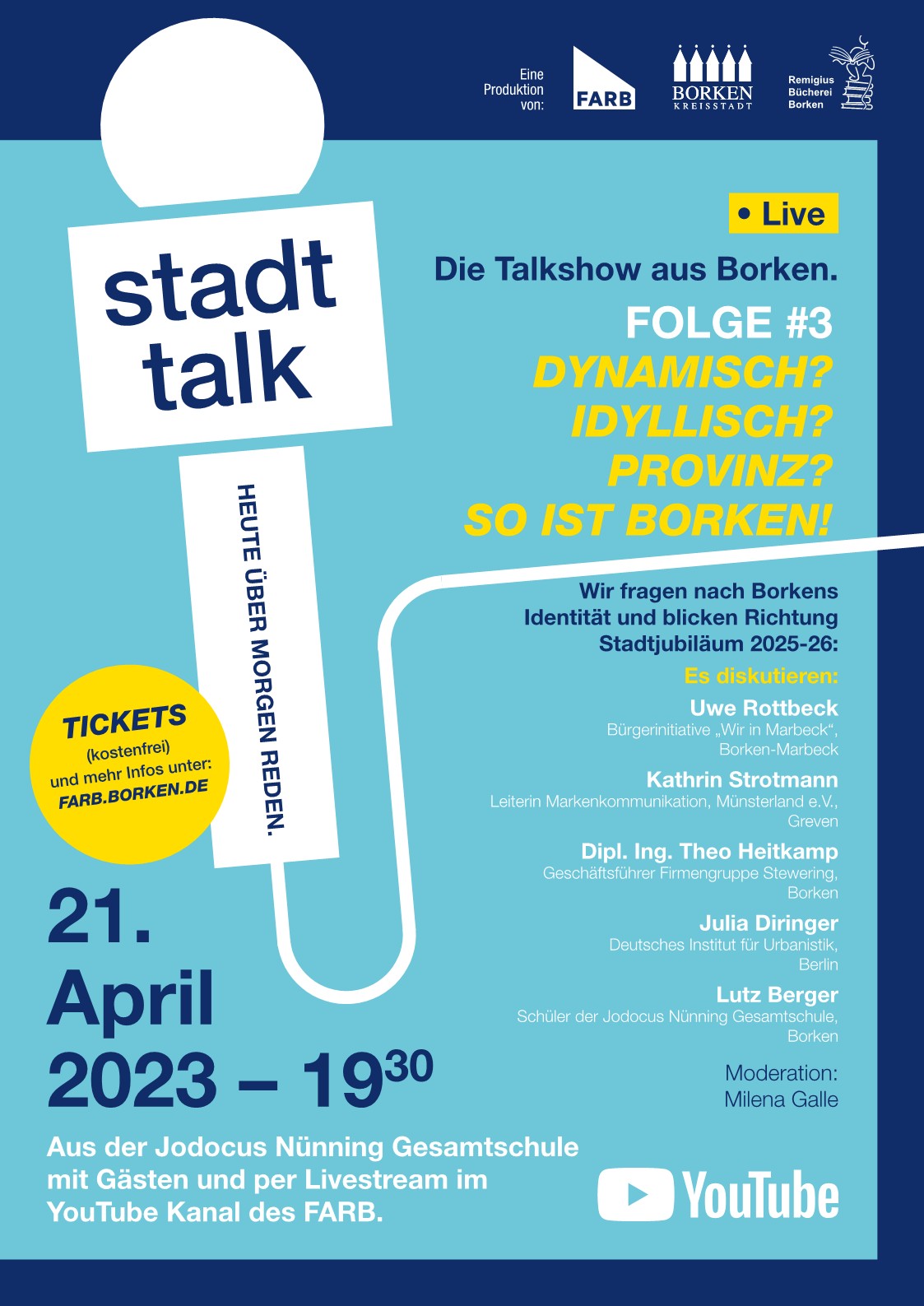 Plakat zum „Stadttalk – heute über morgen reden“.