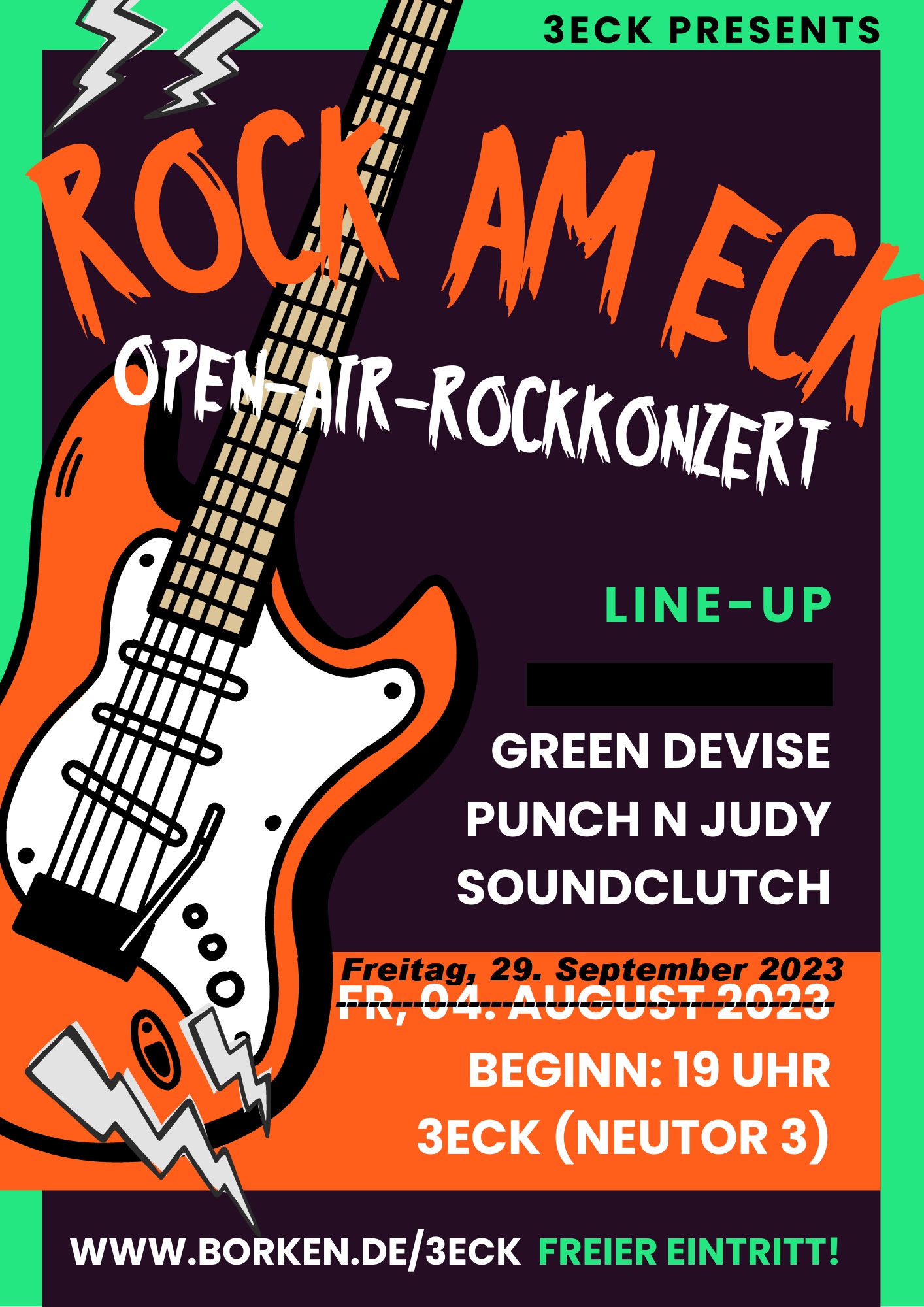 Neuer Termin für Rock am ECK: 29. September 2023